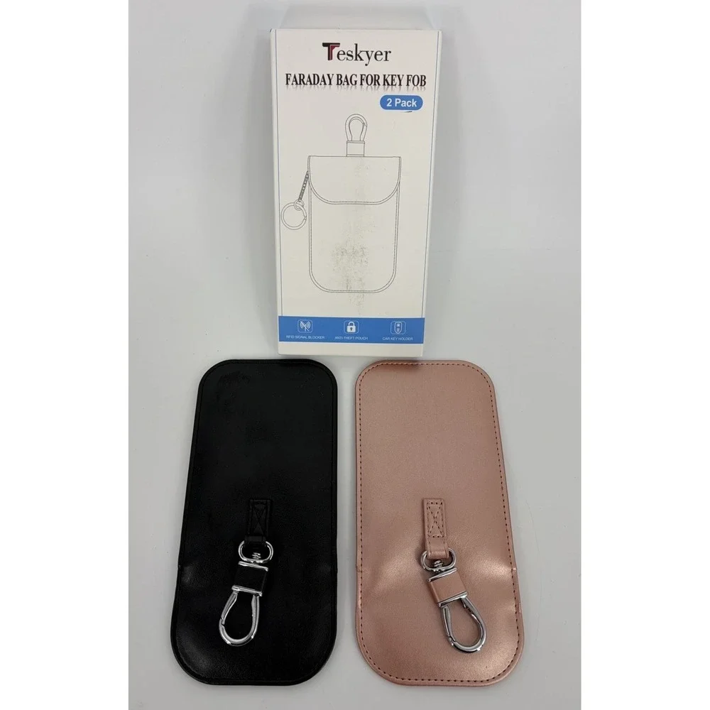 New Teskyer Faraday Bags for Key Fobs Black and Rose Gold RFID Travel